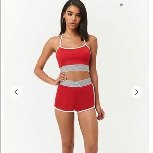 Contrast-Trim Crop Cami & Dolphin Shorts Set